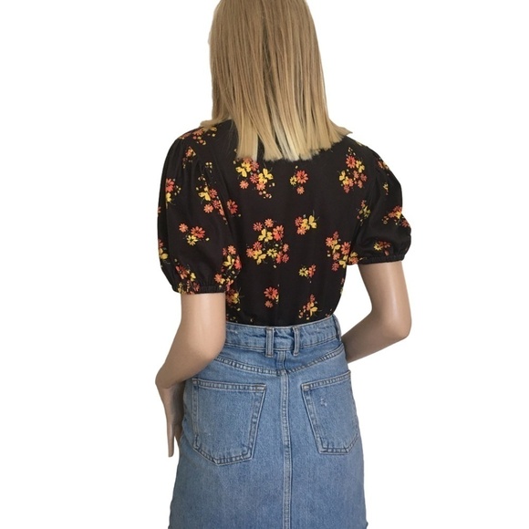 TOPSHOP Keyhole Front Floral Blouse Top Bodysuit Romper NWOT - Picture 10 of 14